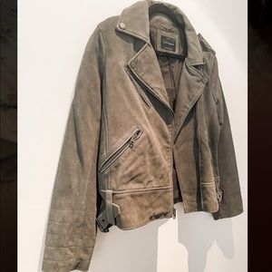 NWT Lucky Brand Women’s Leather Jacket Sage Green Suede Motorcycle (M)